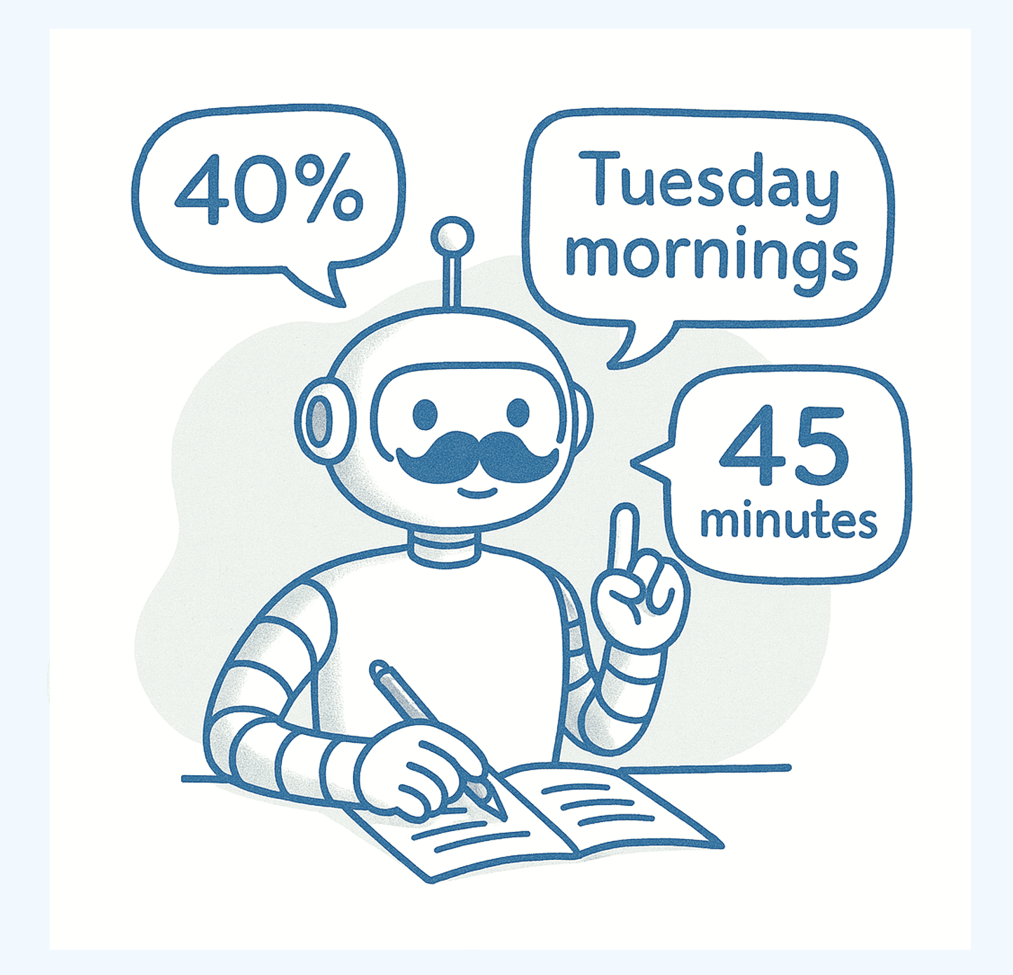 Mr. Plan robot con estadísticas de productividad